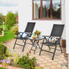 Folding patio side table with tempered glass top and rustproof steel frame, ideal for outdoor use in gardens or.