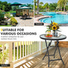Round patio side table with tempered glass tabletop, rustproof steel frame, perfect for outdoor leisure time.