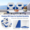 Set of 2 low back fishing boat seats in blue with durable PVC cover, designed for comfort and outdoor use.