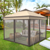 2-Tier Pop-Up Gazebo Tent Portable Canopy Shelter Carry Bag Mesh-Brown - Gallery View 1 of 10