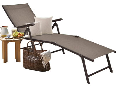 Costway Patio Foldable Chaise Lounge Chair Backrest Footrest Brown 10856723 New