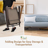 Brown foldable chaise lounge chair with backrest and footrest, designed for easy storage and transportation.