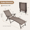 Patio foldable chaise lounge chair in brown with adjustable backrest and footrest, perfect for garden or poolside.