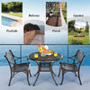 36-inch brown patio round dining bistro table with umbrella hole, ideal for poolside, balcony, or garden use.