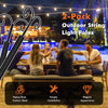 Two outdoor string light poles with arc hooks, made of heavy-duty carbon steel, ideal for decorating patios and.