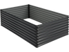 Dark gray galvanized metal raised garden bed with wave-shaped surfaces, designed for durability and effective drainage.