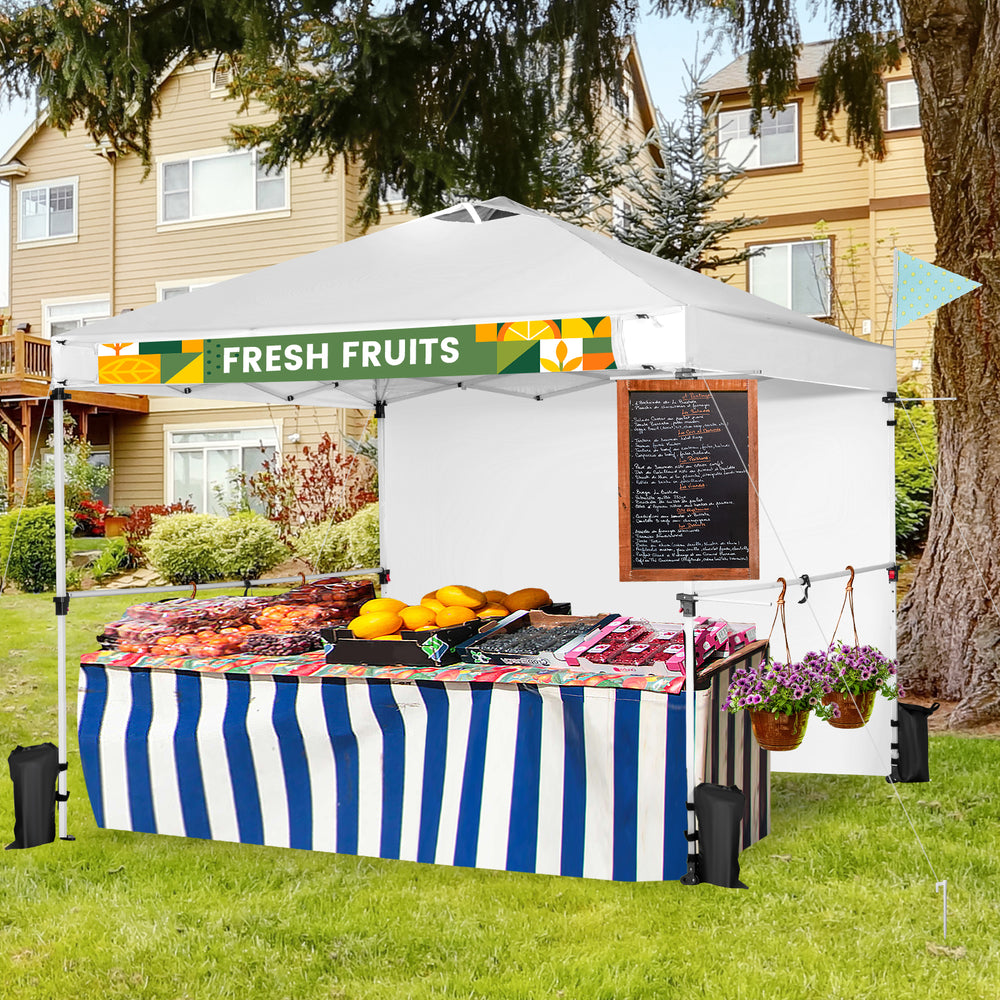 10 x 10 Feet Foldable Commercial Pop-up Canopy with Roller Bag and Banner Strip-White - Gallery View 1 of 13