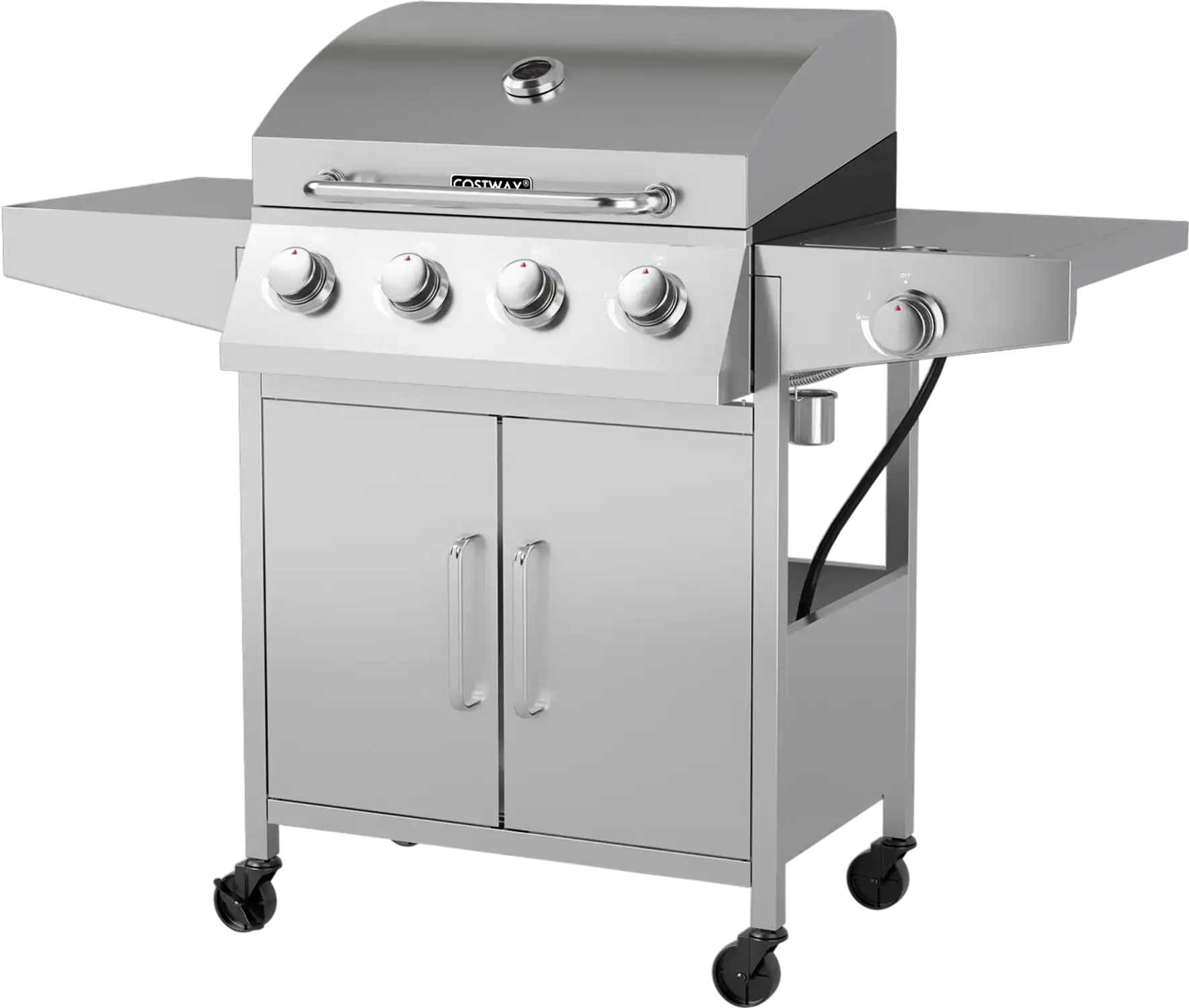 Costway 5-Burner Propane Gas Grill w/ Side Burner & 2 Prep Tables 21489375 New