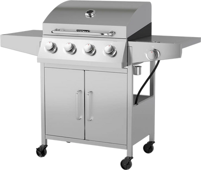 Costway 5-Burner Propane Gas Grill w/ Side Burner & 2 Prep Tables 21489375 New