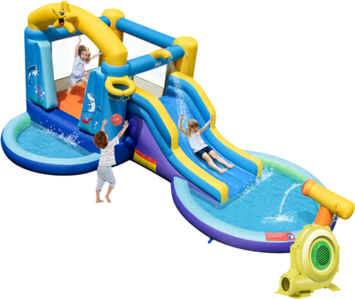Costway Ocean-Themed Inflatable Bounce House w/ 680W Blower & 2 Pools 64851793 New