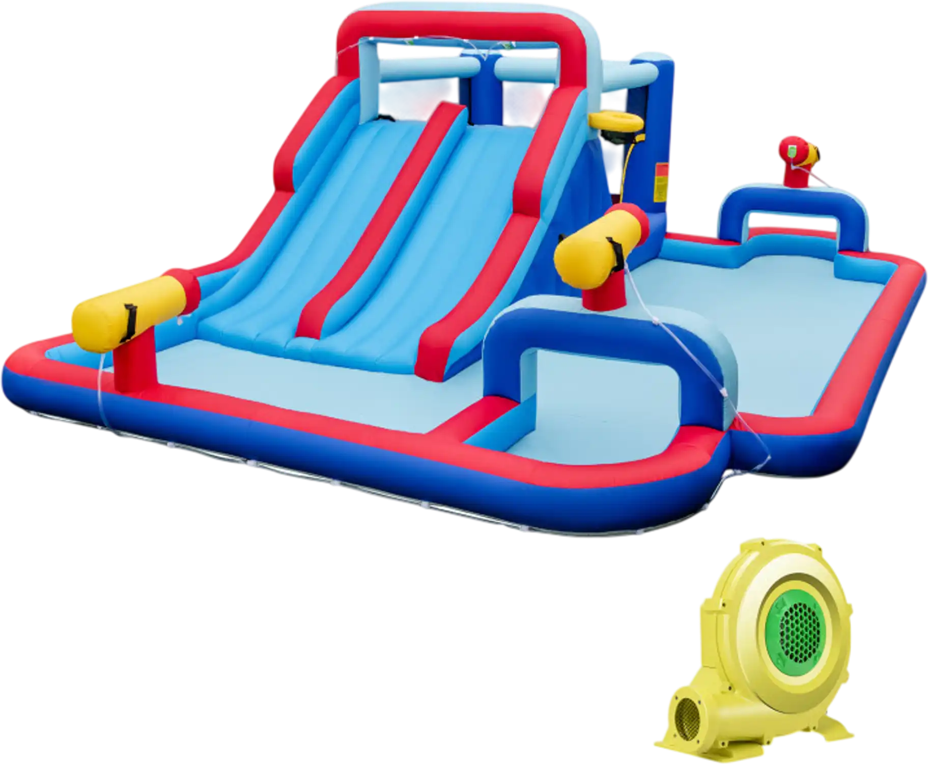 Costway Inflatable Bounce House Water Park w/ 2 Slides 3 Cannons 735W Blower 35962471 New