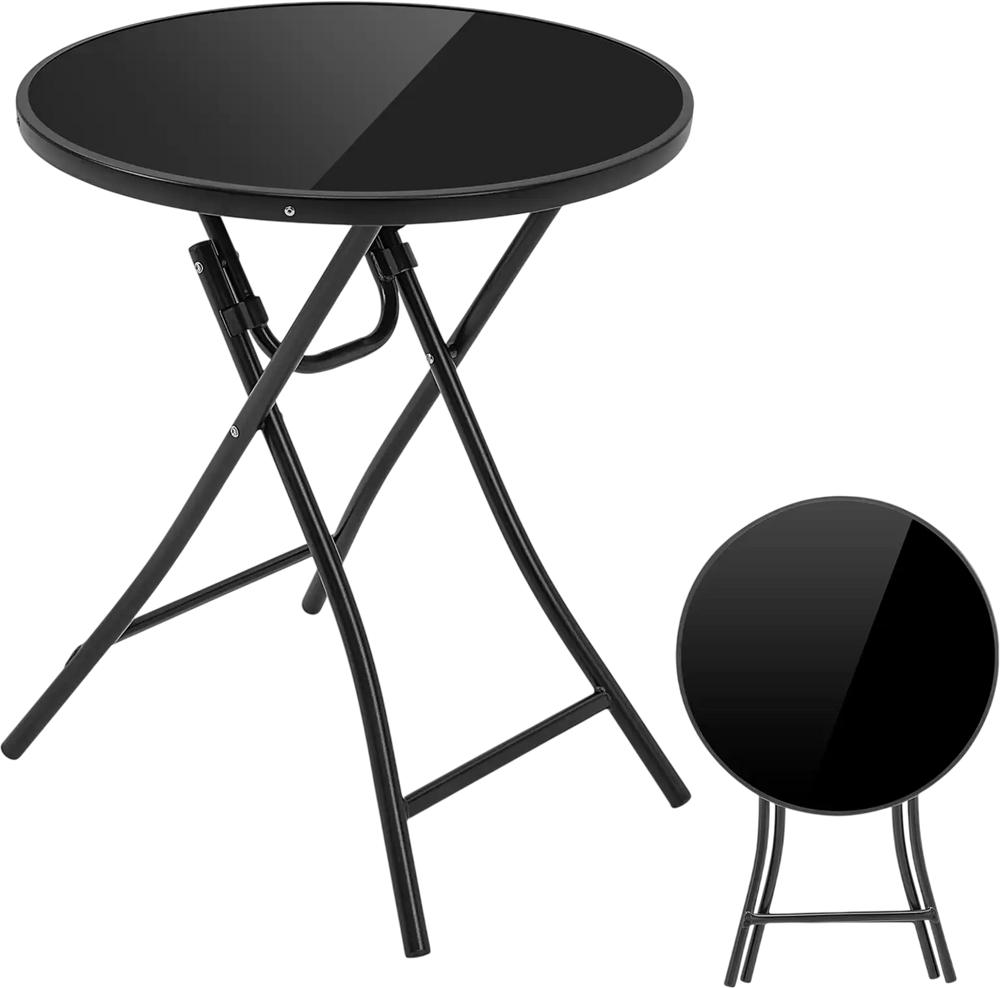 23 Inch Round Bistro Table with Tempered Glass Tabletop