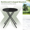 23-inch round bistro table with tempered glass tabletop and reinforced X-shaped structure, perfect for outdoor or.