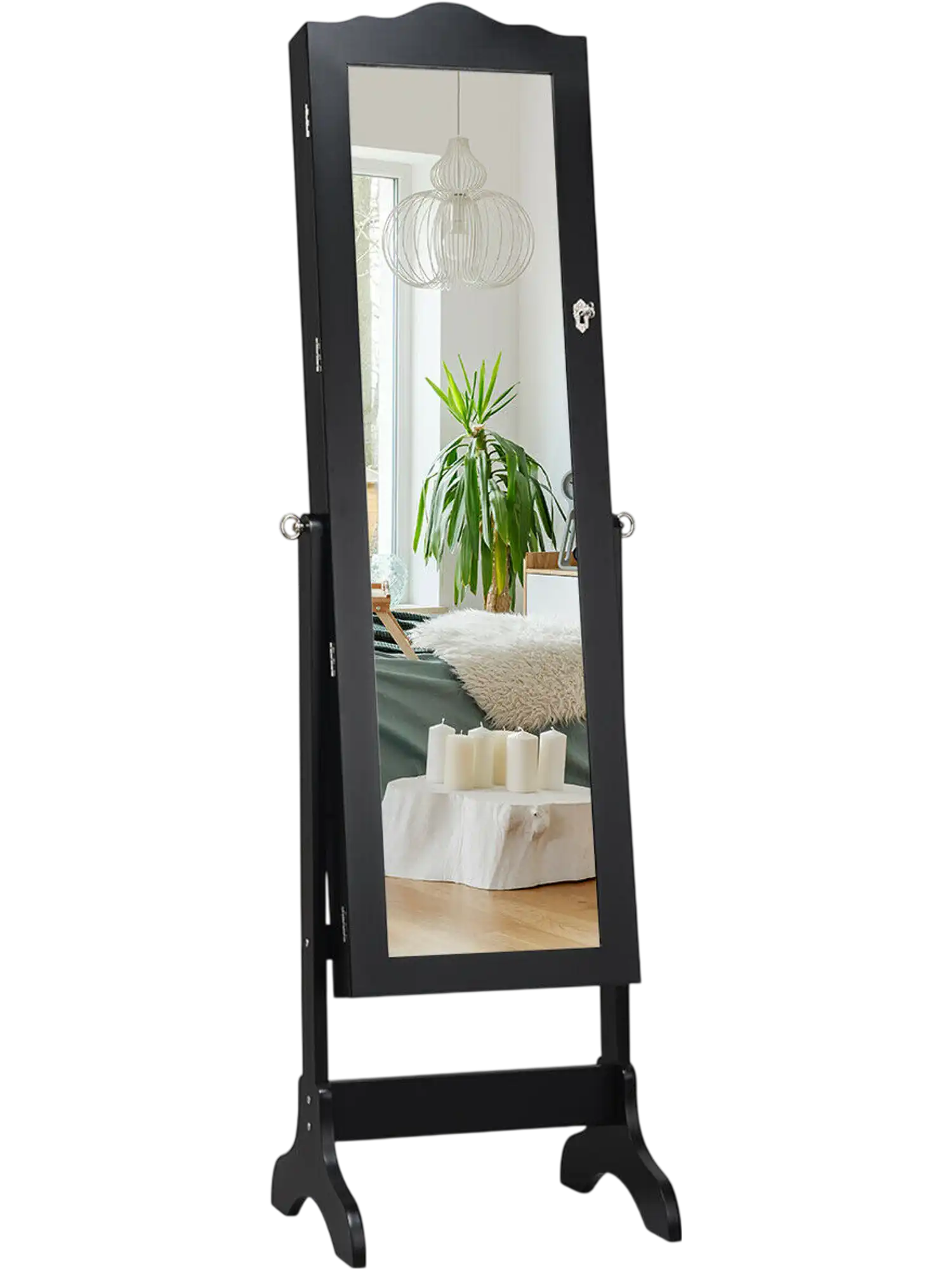 Costway Lockable Mirrored Jewelry Armoire Cabinet 03892514 New