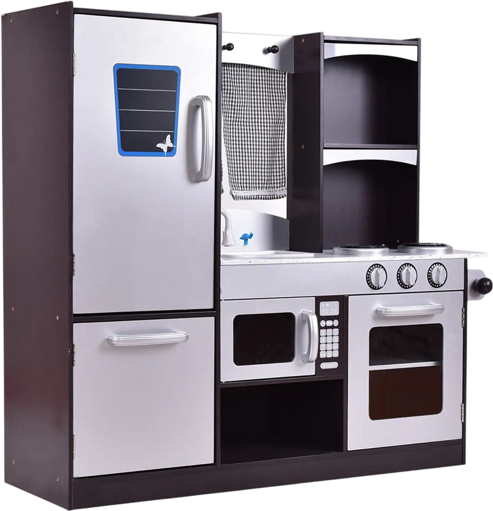 Kids Wooden Modern Kitchen Cooking Pretend Play Set