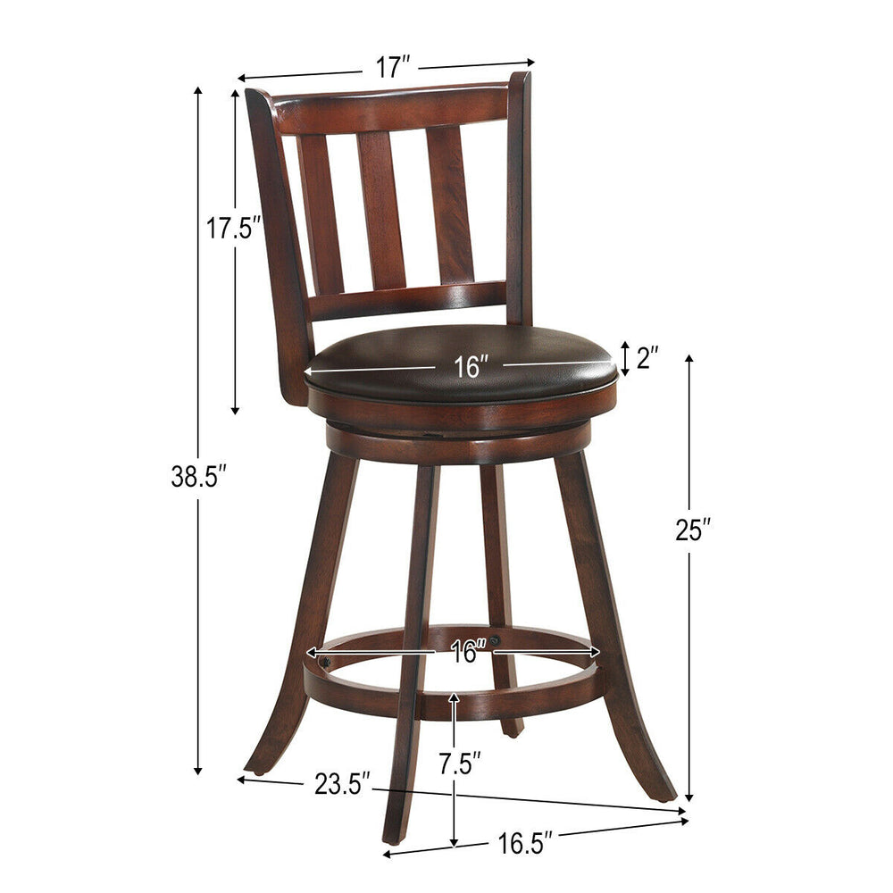 360-degree swivel wooden counter height bar stool with cushioned seat, ideal for kitchen or bar use, featuring durable.