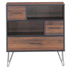 3-tier wood storage cabinet with a drawer and metal legs, showcasing a modern design ideal for organizing items in any.
