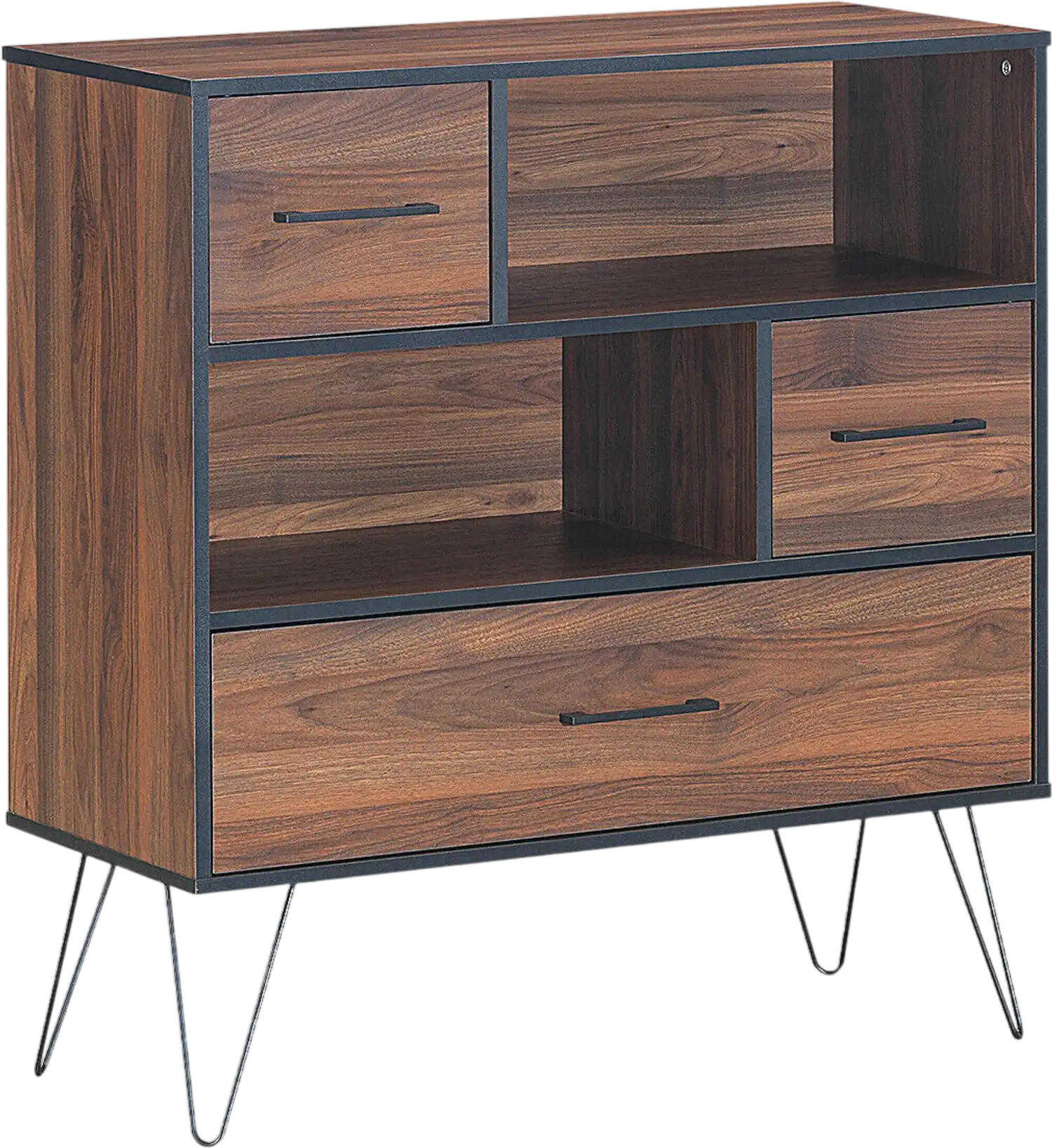 Costway 3-Tier Wood Storage Cabinet with Drawers & Metal Legs 97482031 New