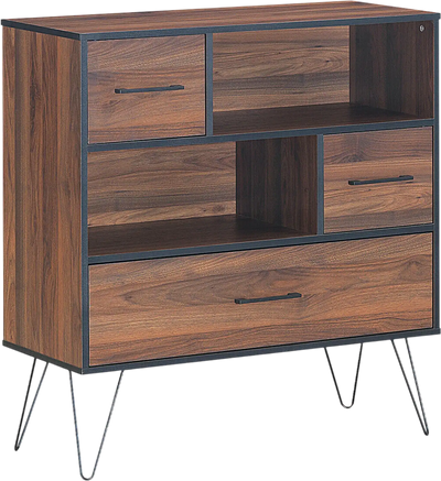 Costway 3-Tier Wood Storage Cabinet with Drawers & Metal Legs 97482031 New