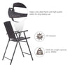 Folding rattan bar chair with steel frame, footrest, and armrests, ideal for outdoor gatherings and easy storage.