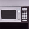 Kids wooden kitchen play set featuring a realistic microwave with working knobs and sturdy construction for imaginative.