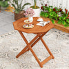 Octagon folding patio table in teak finish with 2" umbrella hole, perfect for outdoor gatherings on the balcony or.