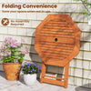 Octagon folding patio table with teak oil finish, featuring a 2" umbrella hole, perfect for outdoor spaces.