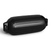 Black 8.5" x 27" ribbed marine boat fender made of UV-resistant vinyl for durable protection at the dock.