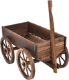 Wood Wagon Planter Pot Stand with Wheels