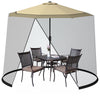 Mosquito net screen for outdoor dining, designed for 9-10 ft umbrellas, featuring a zippered entrance and lightweight.