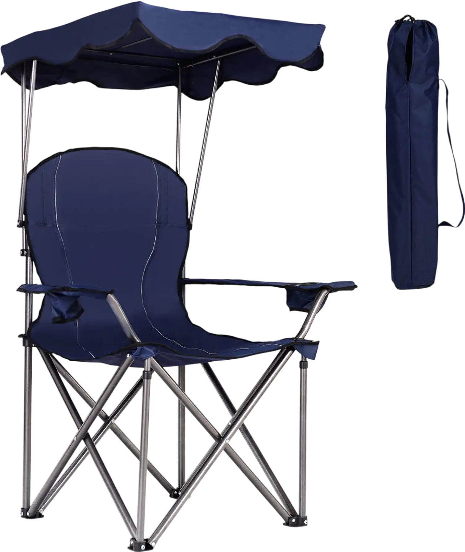 Costway Portable Folding Beach Canopy Chair Cup Holders 89062375 New