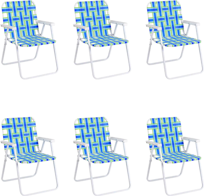 Costway 6-Piece Folding Beach Camping Lawn Webbing Chairs 86321794 New