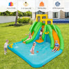 Kids inflatable water park bounce house with slide and spray feature, made of durable oxford material for outdoor fun.