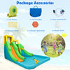 Kids inflatable water park bounce house with dual slides, bright colors, and included air blower for outdoor fun.