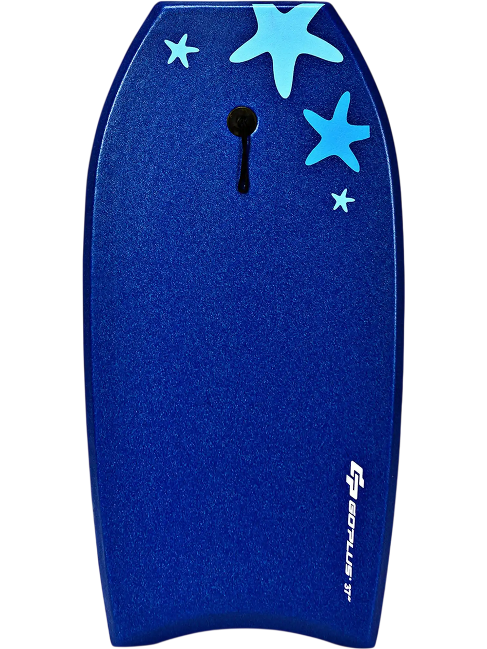 41-inch lightweight bodyboard in blue with star designs, made of EPS core and XPE deck, ideal for summer water sports.