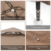 Detail of the brown weather-resistant polyester canopy with reinforced steel frame, ideal for outdoor activities and.