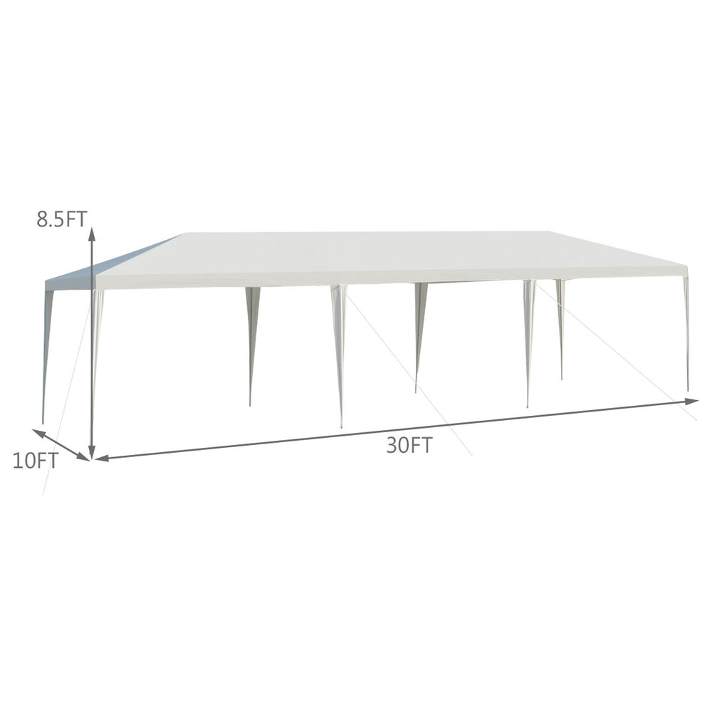 10 x 30 feet gazebo canopy tent with a durable PE cover and sturdy steel frame, ideal for outdoor events and gatherings.