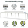 Sturdy 10 x 30 feet gazebo canopy tent with thick PE material, strong connections, and wind ropes for outdoor events.
