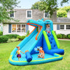 Hippo inflatable water slide bounce house with climbing wall and splash pool, perfect for summer fun and active play.