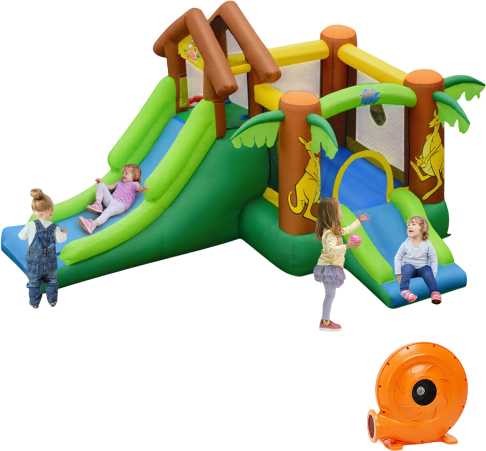 Kids Inflatable Jungle Bounce House Castle with 735W Blower