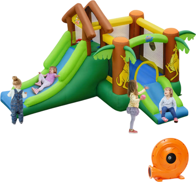 Costway Kids Jungle Bounce House Castle w/ 735W Blower 51823049 New