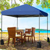 Blue 8’x8' outdoor pop-up canopy tent with sturdy steel frame, providing shade for outdoor gatherings and activities.
