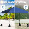 8'x8' blue outdoor pop-up canopy tent with adjustable height, ideal for parties and camping, featuring weather.