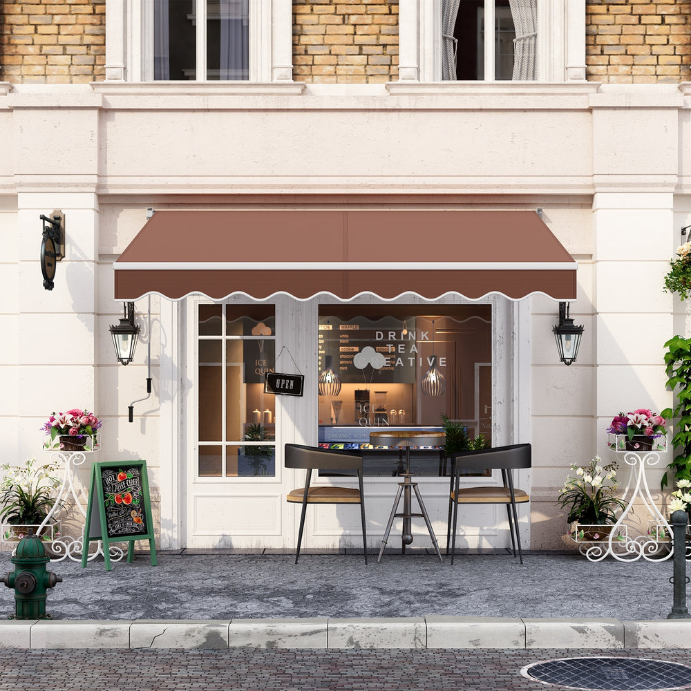 8 x 6.6 Feet Patio Retractable Awning withManual Crank Handle-Brown - Gallery View 1 of 9