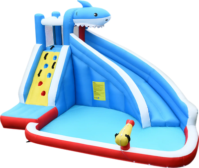 Costway Inflatable Shark Bounce House Water Slide Climbing Wall 21679805 New
