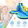 Inflatable water slide with climbing wall and water cannons, made of durable Oxford cloth, for 4 kids aged 4-12.