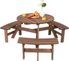 6 Person Wooden Picnic Table Set with Bench and Umbrella Hold