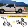 Folding deer game cart with large 17" wheels and heavy-duty steel frame, ideal for transporting game outdoors.