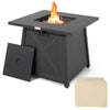 30-inch square propane gas fire table with a waterproof cover, featuring a 50,000 BTU output for outdoor warmth and.