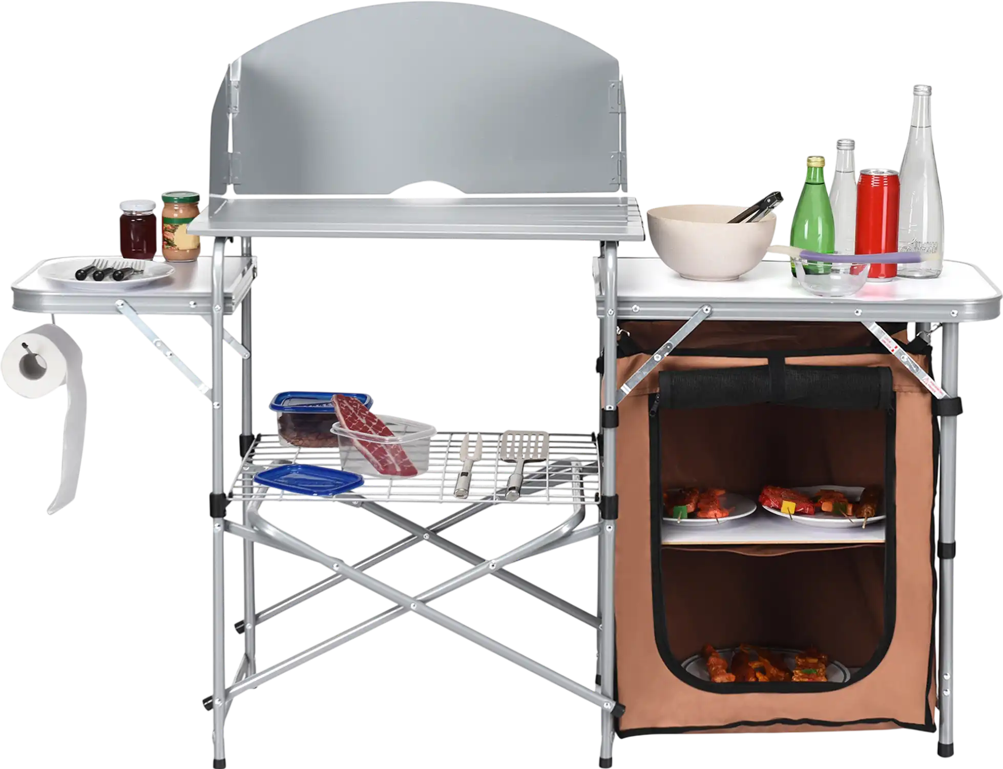 Costway Portable Outdoor BBQ Grilling Table w/ Windscreen Bag 29051763 New